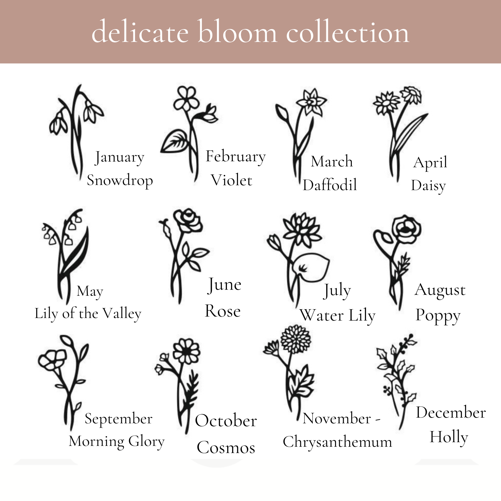 Delicate Bloom Oval Birth Flower & Initial Necklace – KinMarked